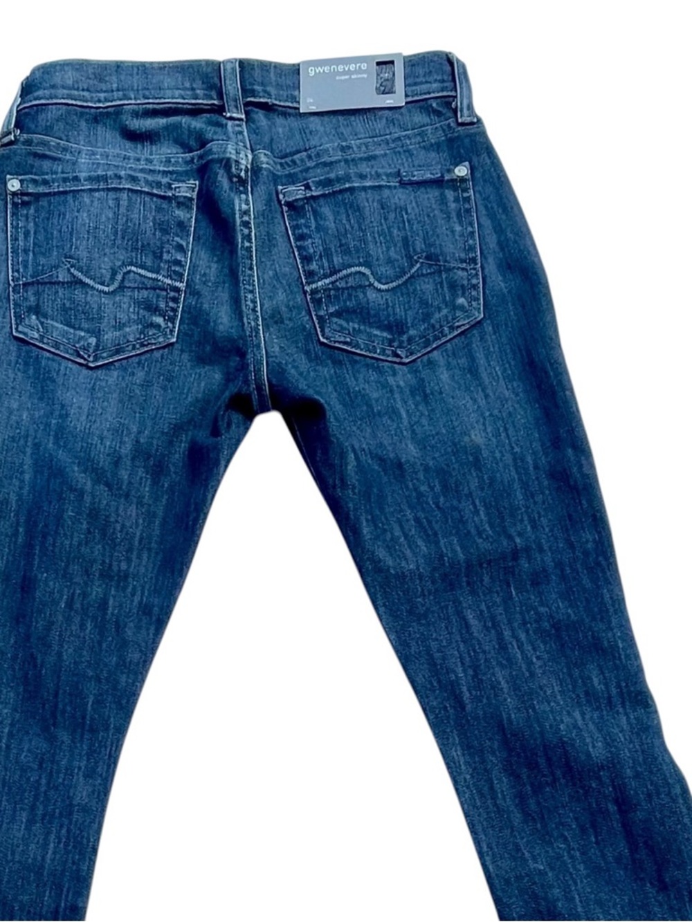 7 for All Mankind Gwenevere Super Skinny Jeans Low Rise Dark Wash Size 24 Denim - Picture 3 of 16